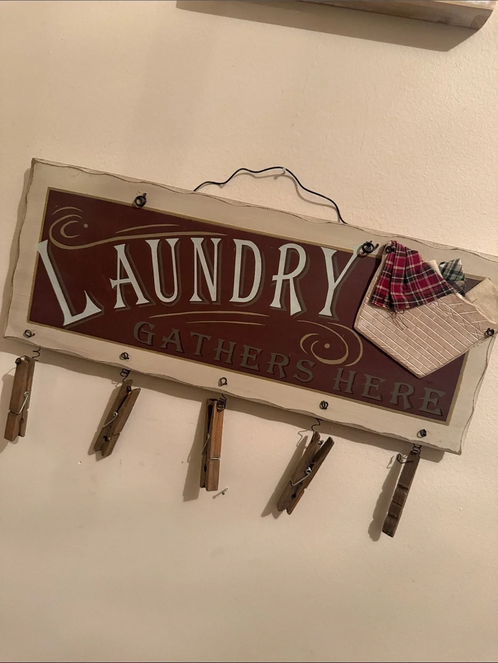 Laundry Wall Sign Decor in Cream and Brown - Unbranded